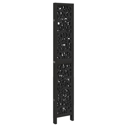 Divisorio Ambienti 4 Pannelli Nero Legno Massello di Paulownia | homemem39