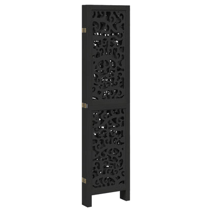 Divisorio Ambienti 5 Pannelli Nero Legno Massello di Paulownia - homemem39