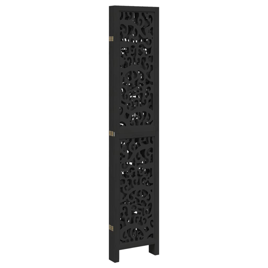 Divisorio Ambienti 5 Pannelli Nero Legno Massello di Paulownia | homemem39