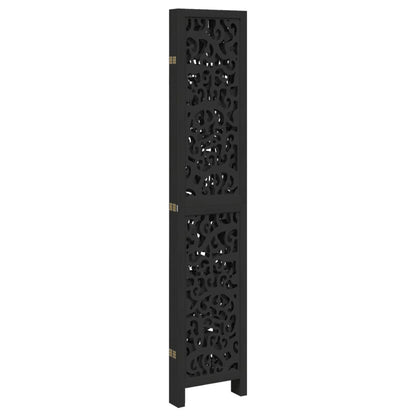 Divisorio Ambienti 5 Pannelli Nero Legno Massello di Paulownia | homemem39