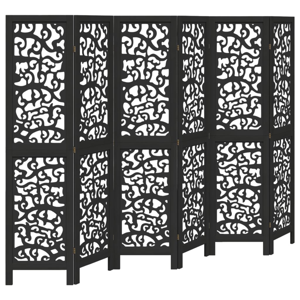 Divisorio Ambienti 6 Pannelli Nero Legno Massello di Paulownia | homemem39