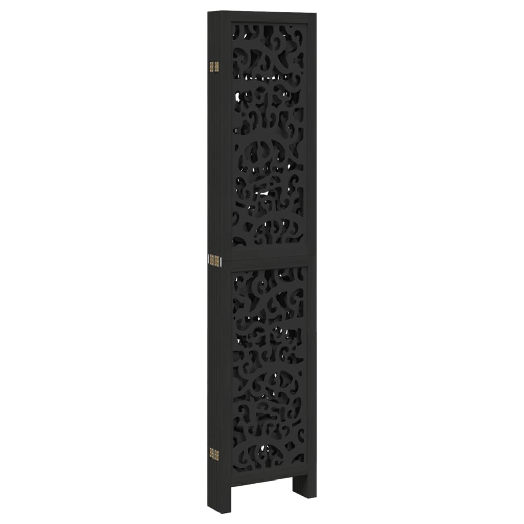 Divisorio Ambienti 6 Pannelli Nero Legno Massello di Paulownia | homemem39