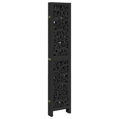 Divisorio Ambienti 6 Pannelli Nero Legno Massello di Paulownia - homemem39