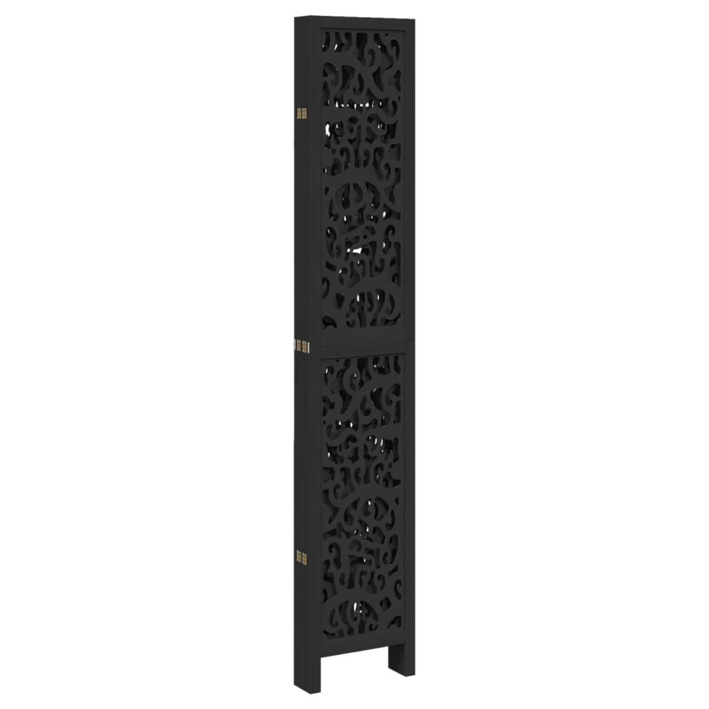 Divisorio Ambienti 6 Pannelli Nero Legno Massello di Paulownia - homemem39