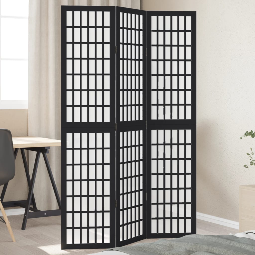 Divisorio Ambienti 3 Pannelli Nero Legno Massello di Paulownia | homemem39