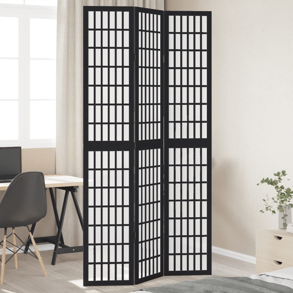Divisorio Ambienti 3 Pannelli Nero Legno Massello di Paulownia | homemem39