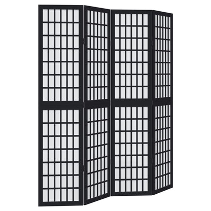 Divisorio Ambienti 4 Pannelli Nero Legno Massello di Paulownia | homemem39