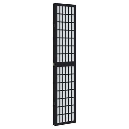 Divisorio Ambienti 4 Pannelli Nero Legno Massello di Paulownia - homemem39