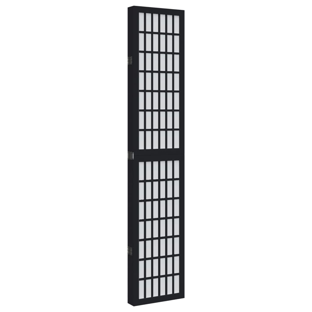 Divisorio Ambienti 5 Pannelli Nero Legno Massello di Paulownia - homemem39