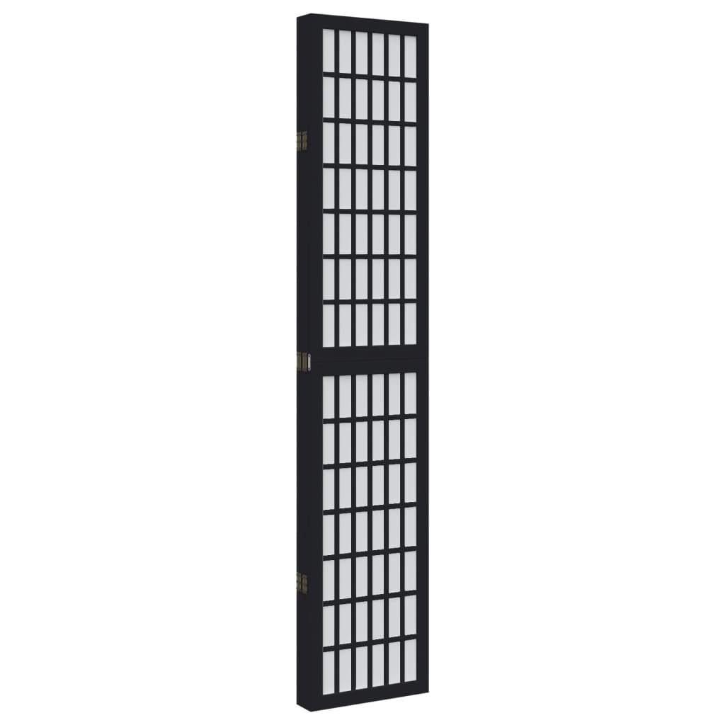 Divisorio Ambienti 5 Pannelli Nero Legno Massello di Paulownia - homemem39