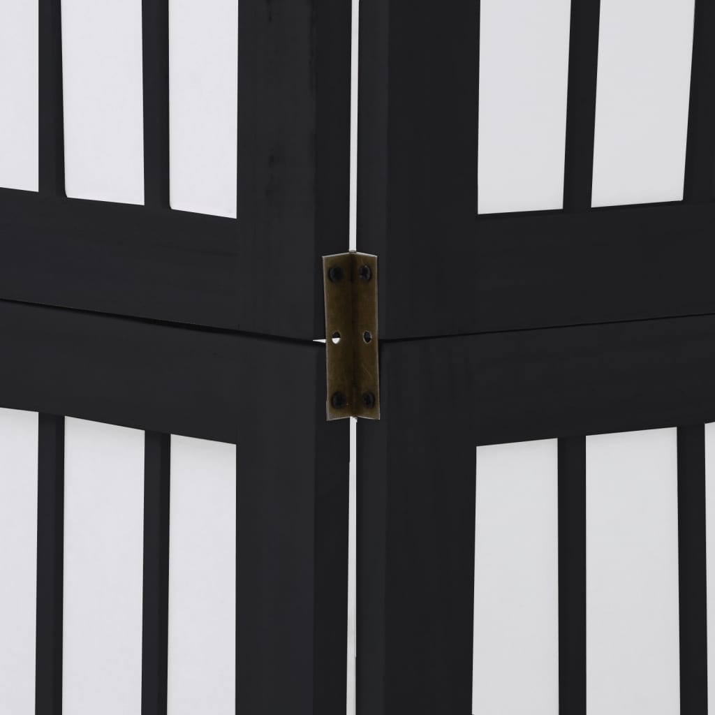Divisorio Ambienti 5 Pannelli Nero Legno Massello di Paulownia - homemem39