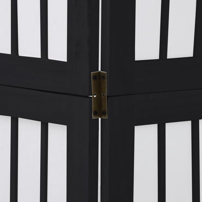 Divisorio Ambienti 5 Pannelli Nero Legno Massello di Paulownia - homemem39