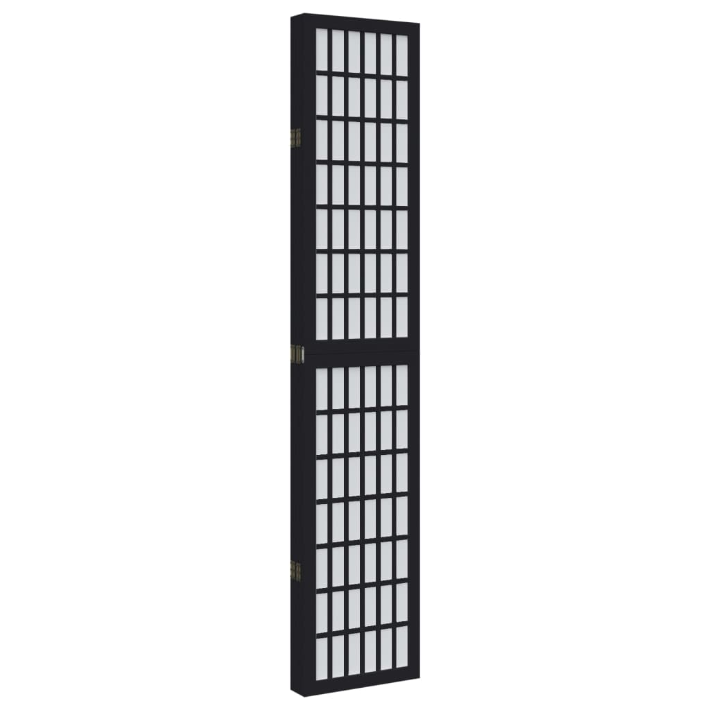 Divisorio Ambienti 5 Pannelli Nero Legno Massello di Paulownia - homemem39