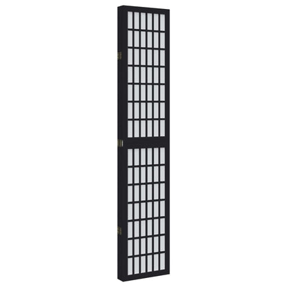 Divisorio Ambienti 5 Pannelli Nero Legno Massello di Paulownia - homemem39