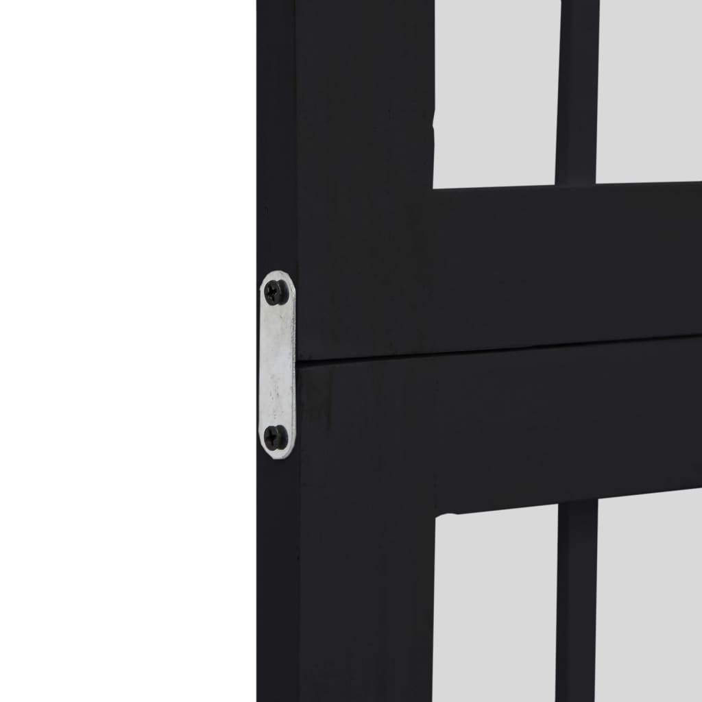 Divisorio Ambienti 5 Pannelli Nero Legno Massello di Paulownia - homemem39