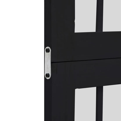 Divisorio Ambienti 5 Pannelli Nero Legno Massello di Paulownia - homemem39