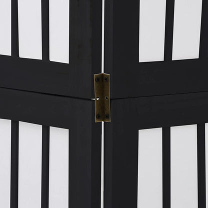 Divisorio Ambienti 6 Pannelli Nero Legno Massello di Paulownia - homemem39