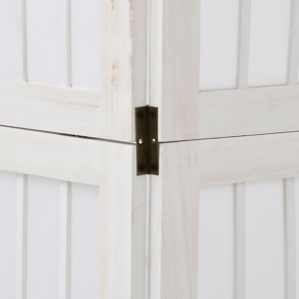 Divisorio Ambienti 4Pannelli Bianco Legno Massello di Paulownia - homemem39