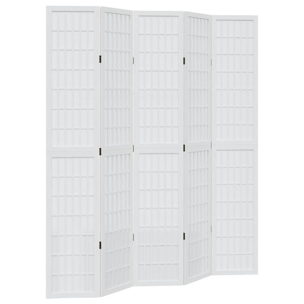 Divisorio Ambienti 5Pannelli Bianco Legno Massello di Paulownia - homemem39
