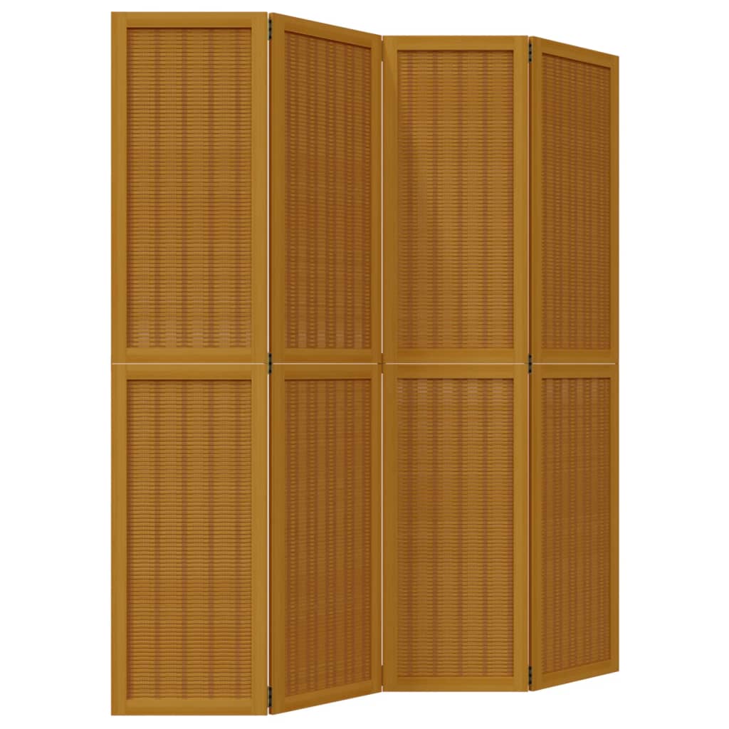 Divisorio Ambienti 4 Pannelli Marrone Legno Massello Paulownia - homemem39