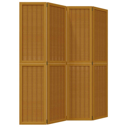 Divisorio Ambienti 4 Pannelli Marrone Legno Massello Paulownia - homemem39
