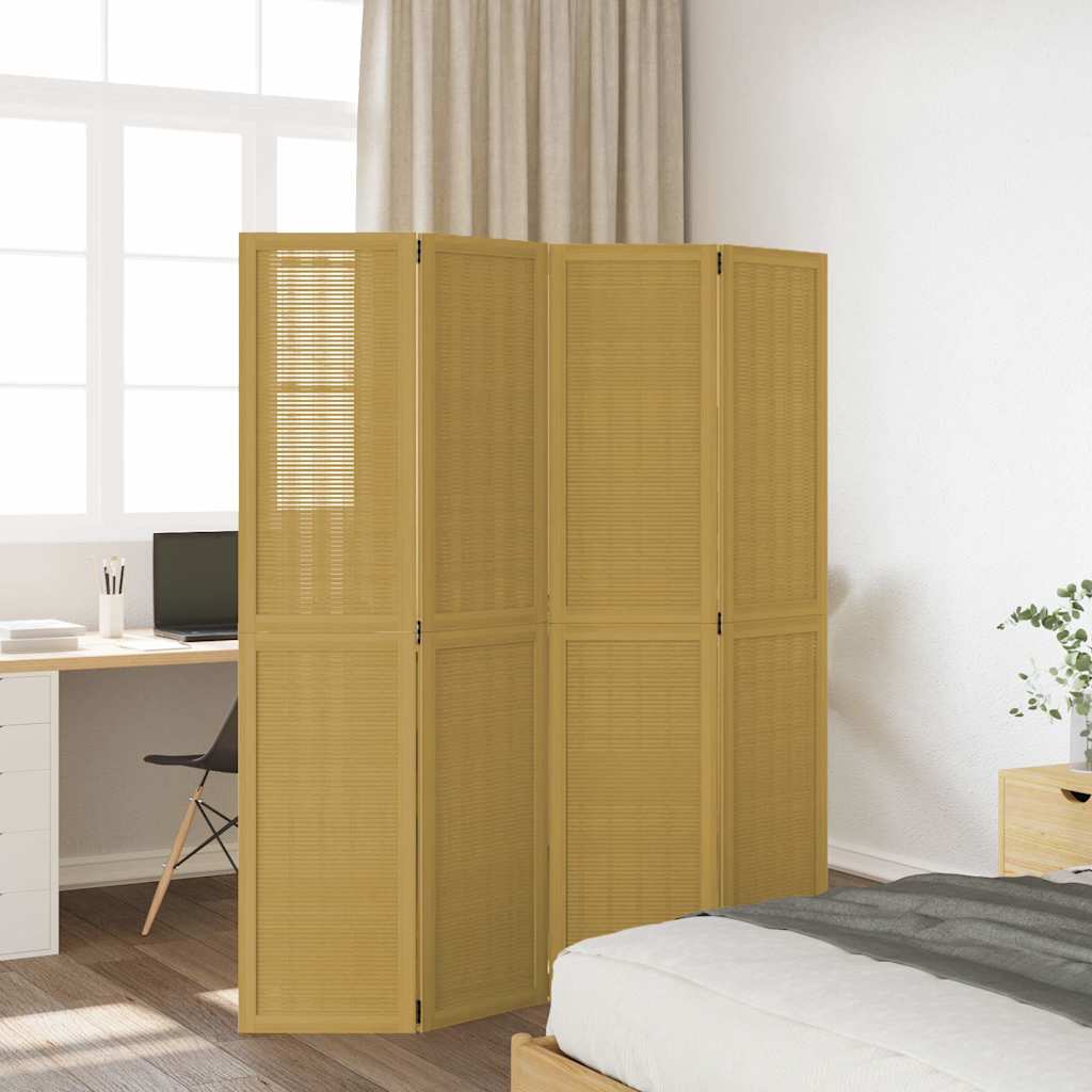 Divisorio Ambienti 4 Pannelli Marrone Legno Massello Paulownia | homemem39