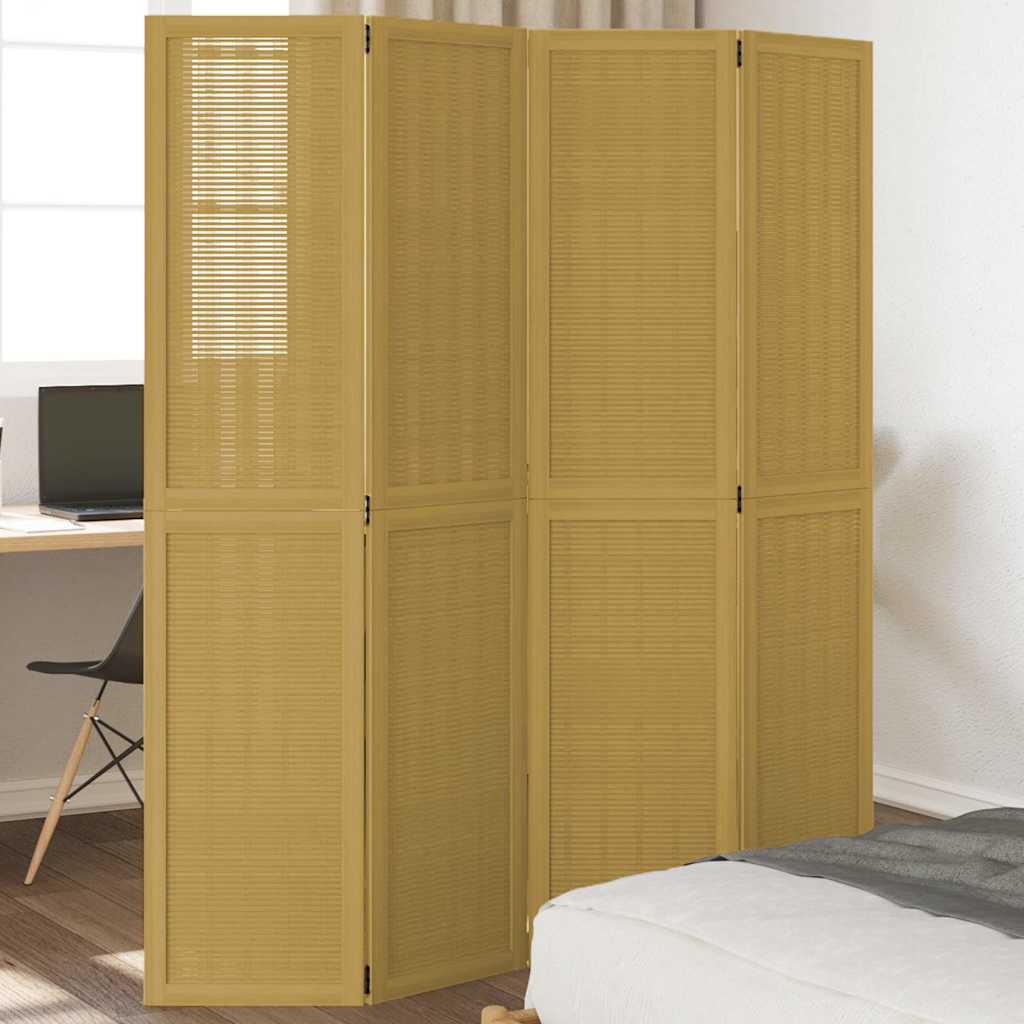 Divisorio Ambienti 4 Pannelli Marrone Legno Massello Paulownia | homemem39
