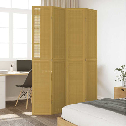 Divisorio Ambienti 4 Pannelli Marrone Legno Massello Paulownia | homemem39