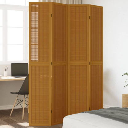 Divisorio Ambienti 4 Pannelli Marrone Legno Massello Paulownia - homemem39