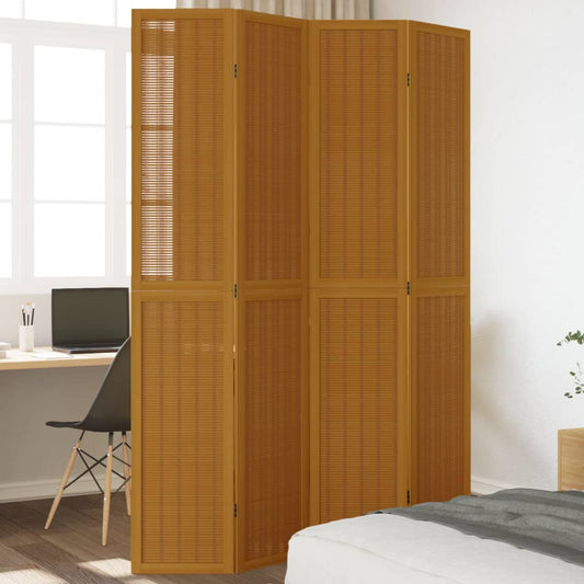 Divisorio Ambienti 4 Pannelli Marrone Legno Massello Paulownia - homemem39