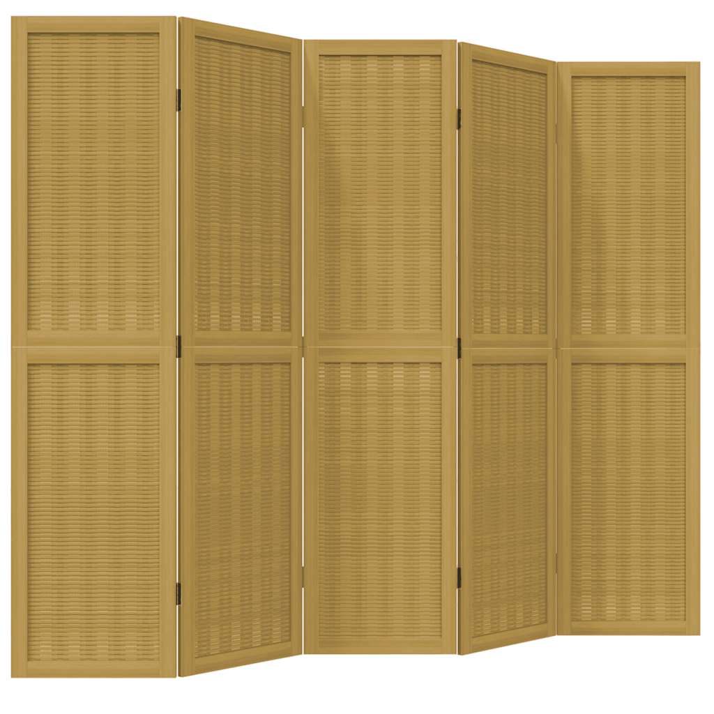 Divisorio Ambienti 5 Pannelli Marrone Legno Massello Paulownia | homemem39