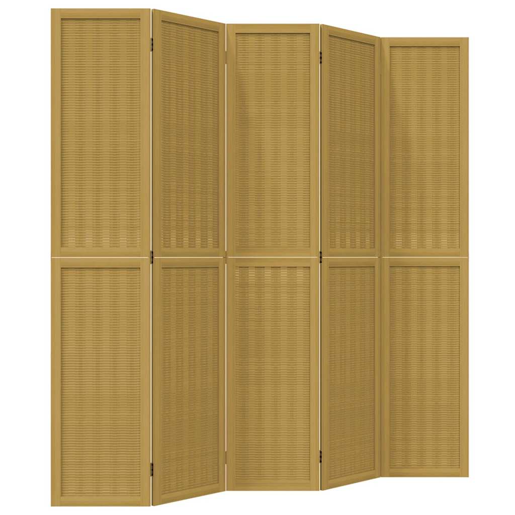 Divisorio Ambienti 5 Pannelli Marrone Legno Massello Paulownia