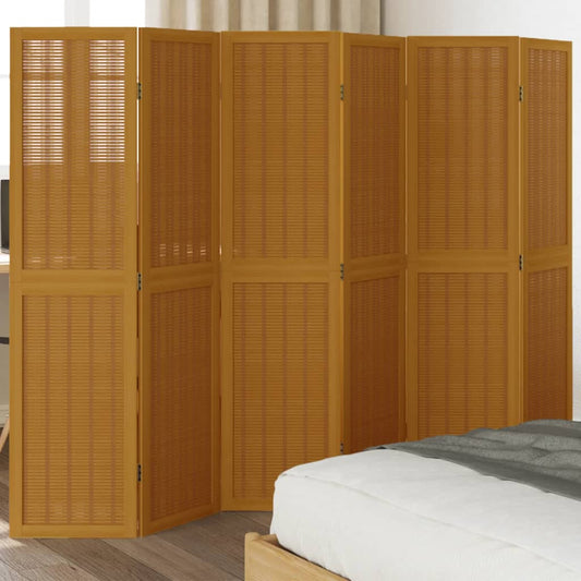 Divisorio Ambienti 6 Pannelli Marrone Legno Massello Paulownia - homemem39