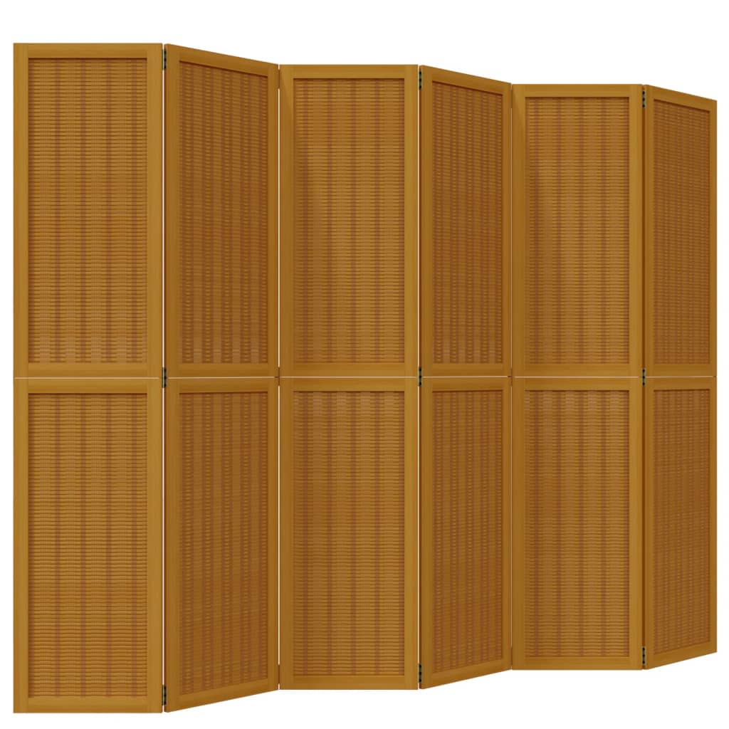 Divisorio Ambienti 6 Pannelli Marrone Legno Massello Paulownia - homemem39