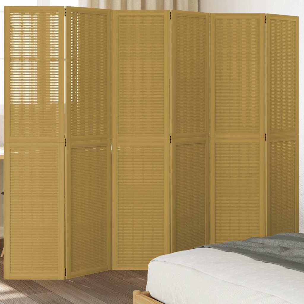 Divisorio Ambienti 6 Pannelli Marrone Legno Massello Paulownia | homemem39