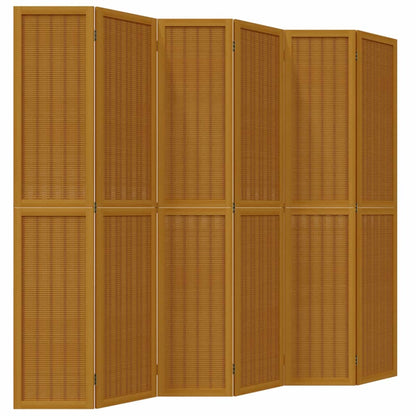 Divisorio Ambienti 6 Pannelli Marrone Legno Massello Paulownia - homemem39