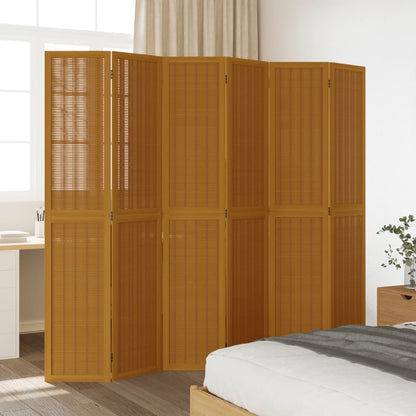 Divisorio Ambienti 6 Pannelli Marrone Legno Massello Paulownia - homemem39