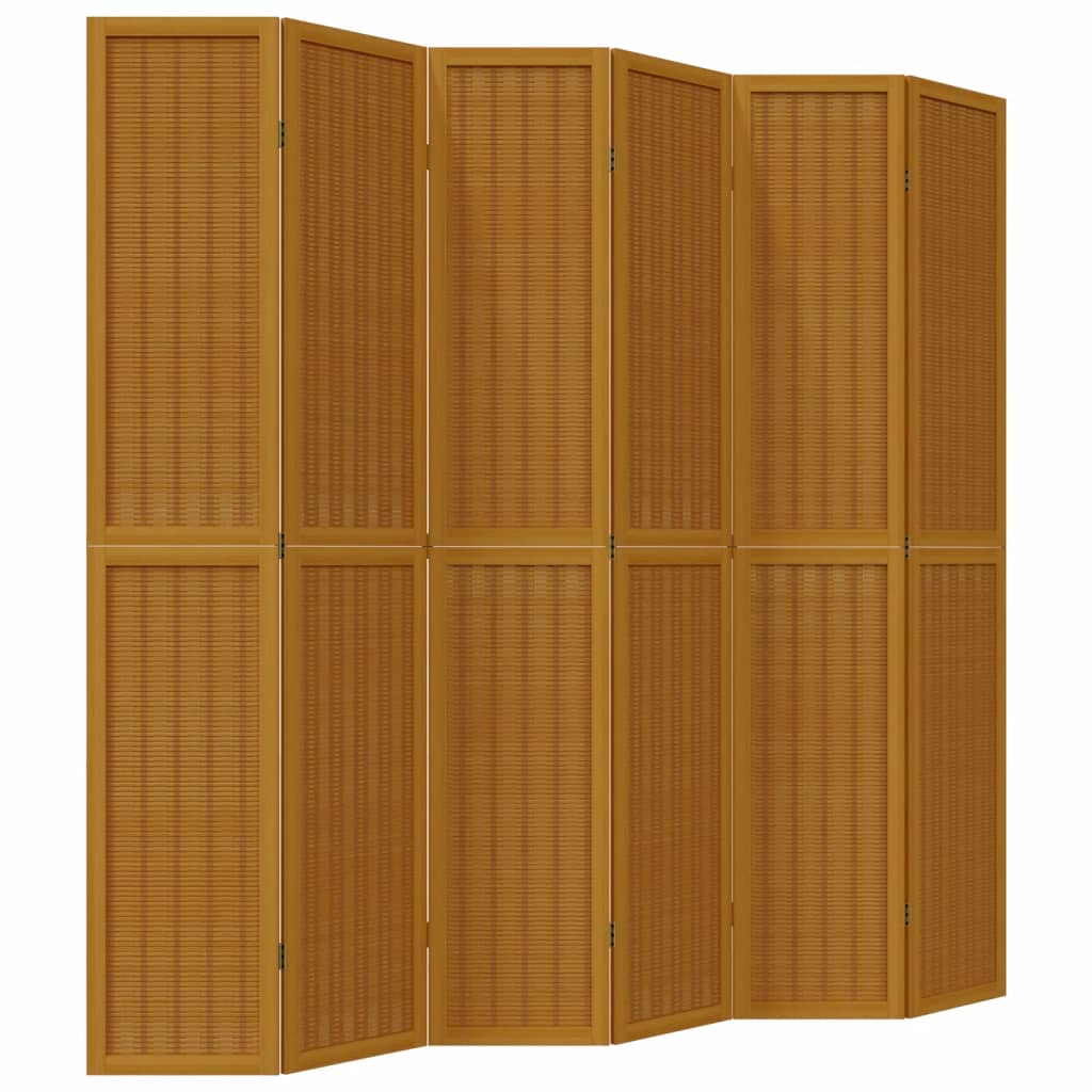 Divisorio Ambienti 6 Pannelli Marrone Legno Massello Paulownia - homemem39