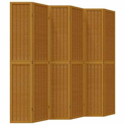 Divisorio Ambienti 6 Pannelli Marrone Legno Massello Paulownia - homemem39