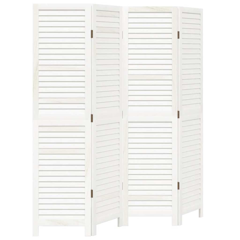 Divisorio Ambienti 4Pannelli Bianco Legno Massello di Paulownia