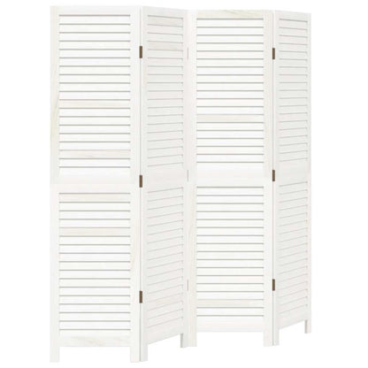 Divisorio Ambienti 4Pannelli Bianco Legno Massello di Paulownia