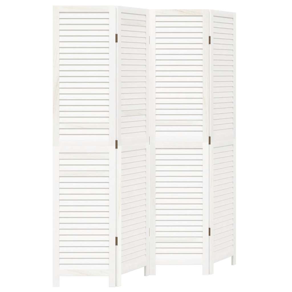 Divisorio Ambienti 4Pannelli Bianco Legno Massello di Paulownia