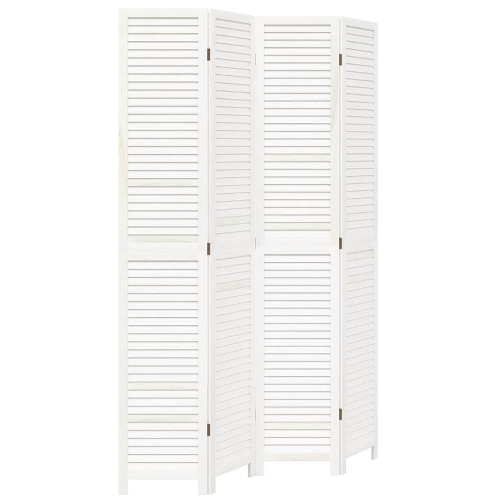 Divisorio Ambienti 4Pannelli Bianco Legno Massello di Paulownia