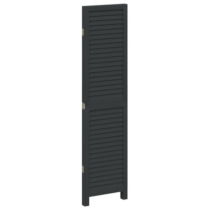 Divisorio Ambienti 3 Pannelli Nero Legno Massello di Paulownia - homemem39