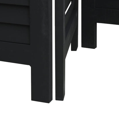 Divisorio Ambienti 3 Pannelli Nero Legno Massello di Paulownia - homemem39