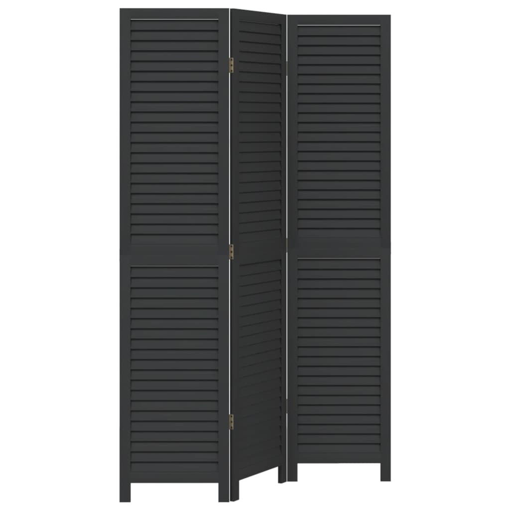 Divisorio Ambienti 3 Pannelli Nero Legno Massello di Paulownia | homemem39