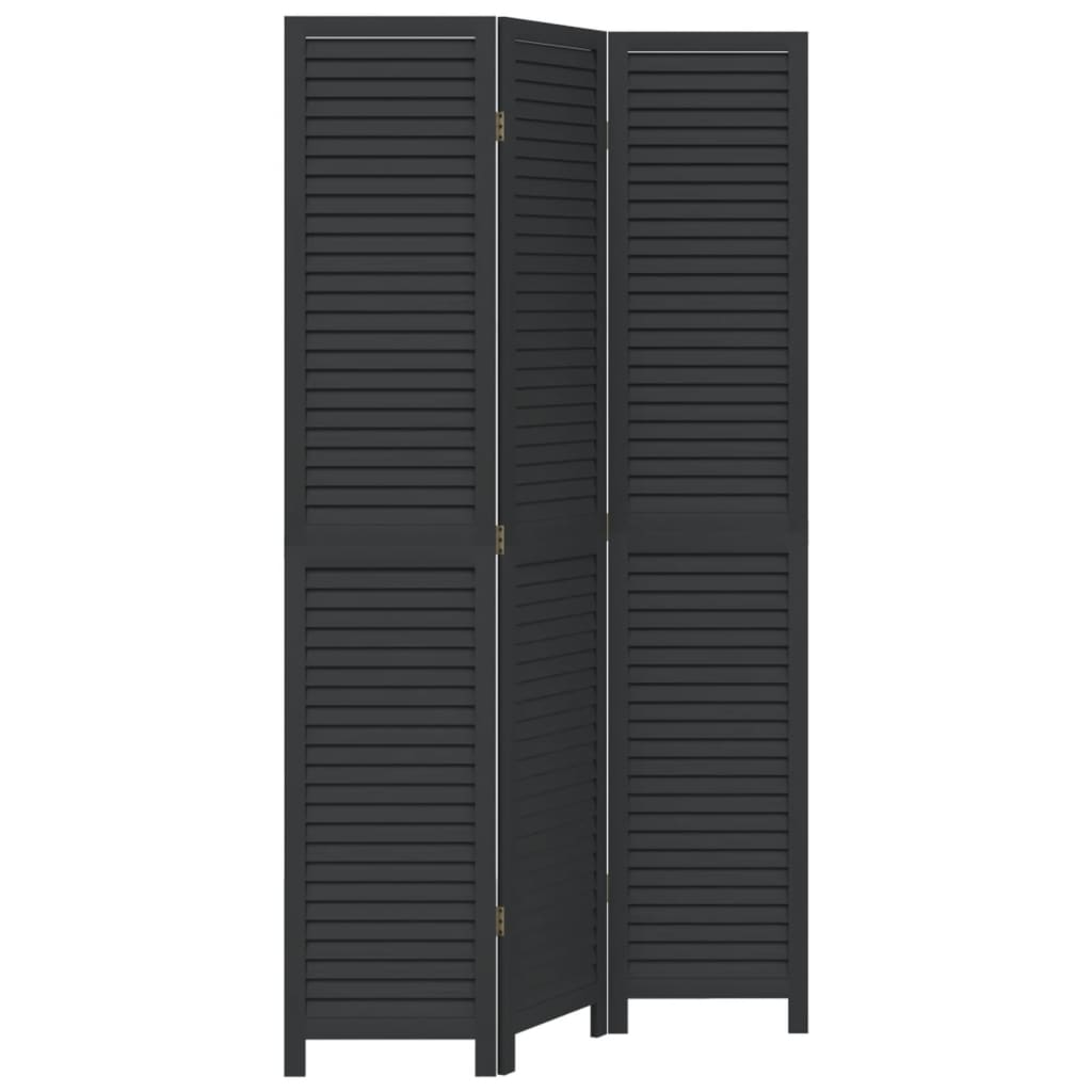 Divisorio Ambienti 3 Pannelli Nero Legno Massello di Paulownia | homemem39
