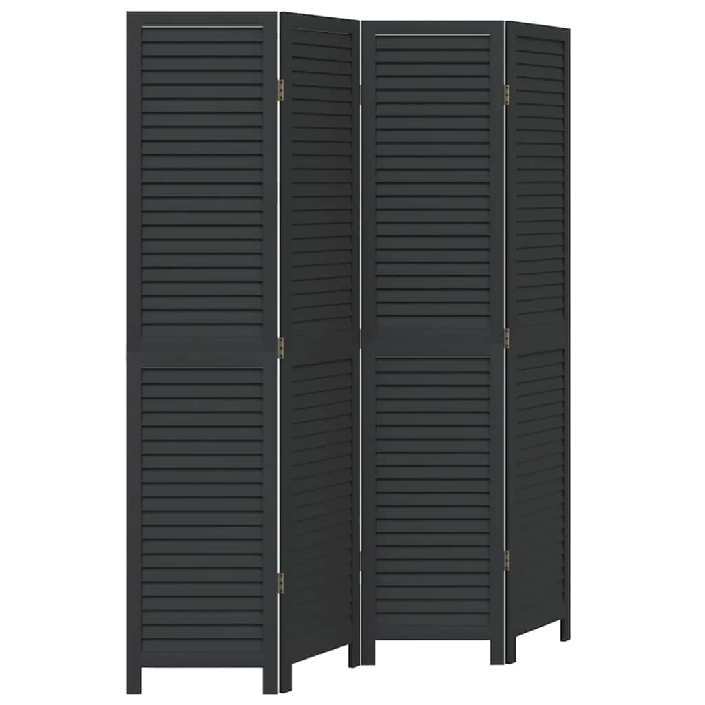 Divisorio Ambienti 4 Pannelli Nero Legno Massello di Paulownia | homemem39