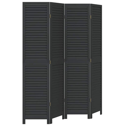 Divisorio Ambienti 4 Pannelli Nero Legno Massello di Paulownia | homemem39