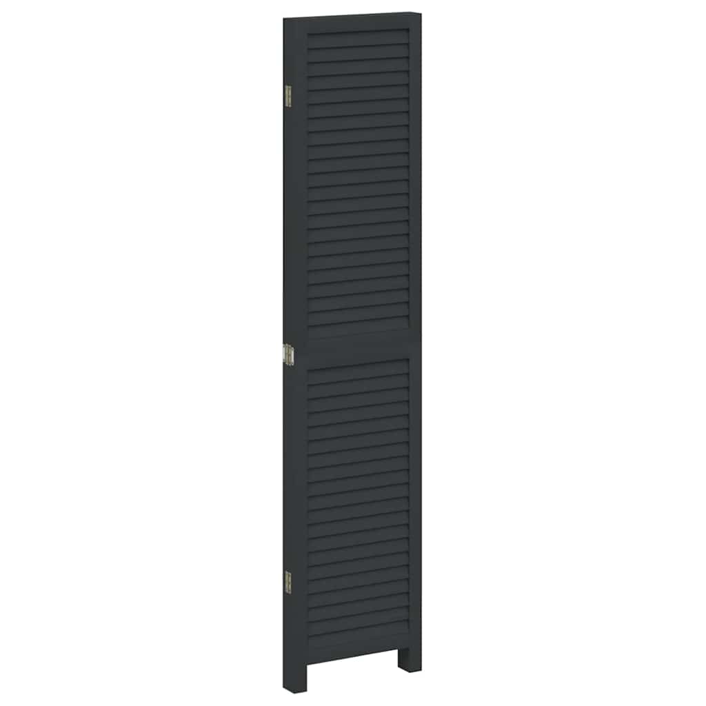 Divisorio Ambienti 4 Pannelli Nero Legno Massello di Paulownia | homemem39